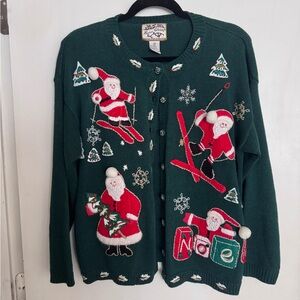Ramie/Cotton, Heirloom Collectibles 2001 Green Ugly Christmas Sweater